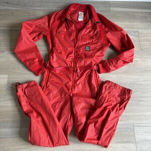VINTAGE Roffe‎ 360 One Piece Spring Snow Ski Powder Suit Women's M Red Snowsuit